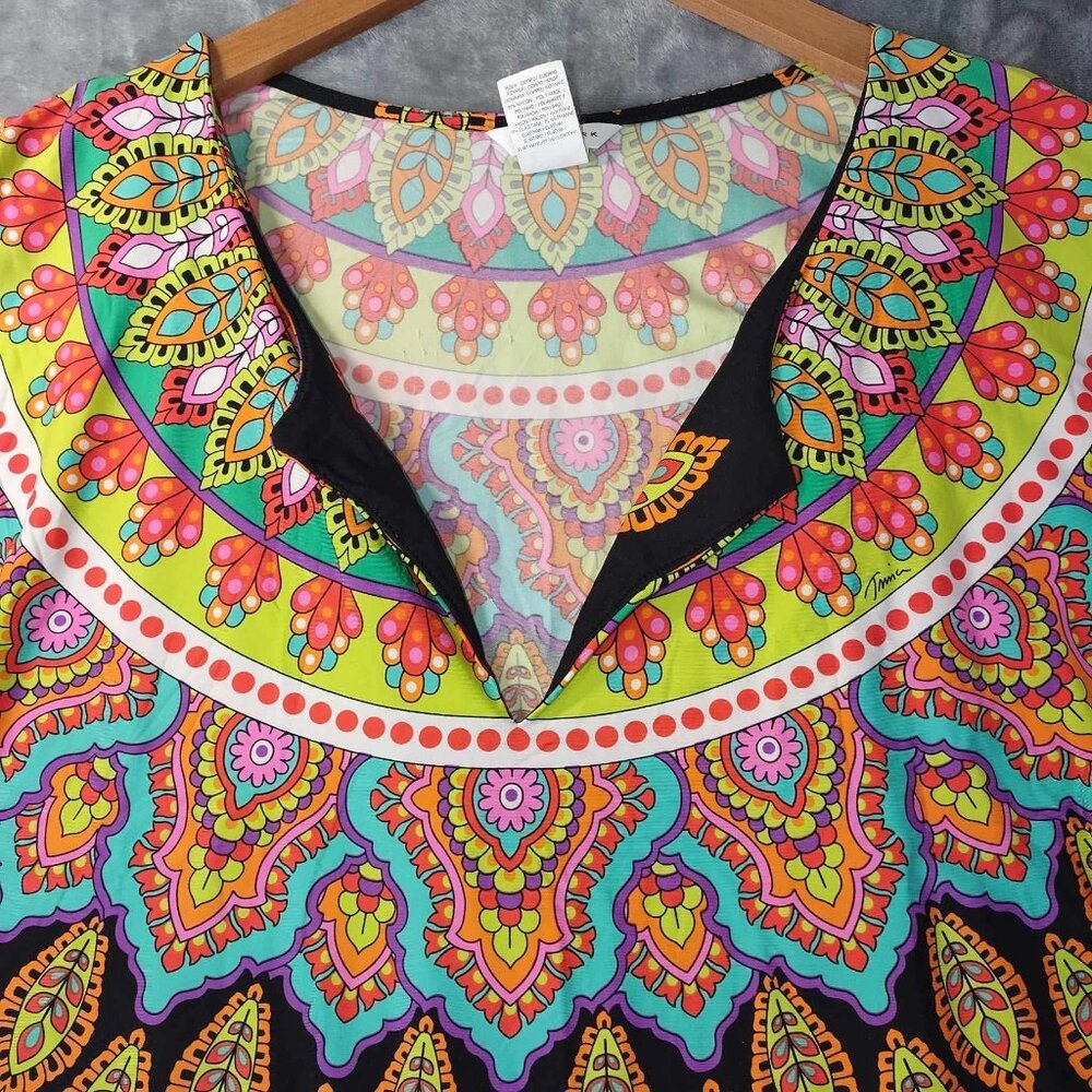 Trina Turk‎ Womens M Black Moroccan Medallion Geometric Tunic Coverup Dress - Picture 5 of 9